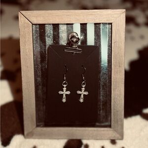 Elegant Silver Cross Earrings